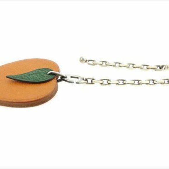 Authentic Hermes key ring Key holder Orange Silver Leather Woman - Picture 2 of 8